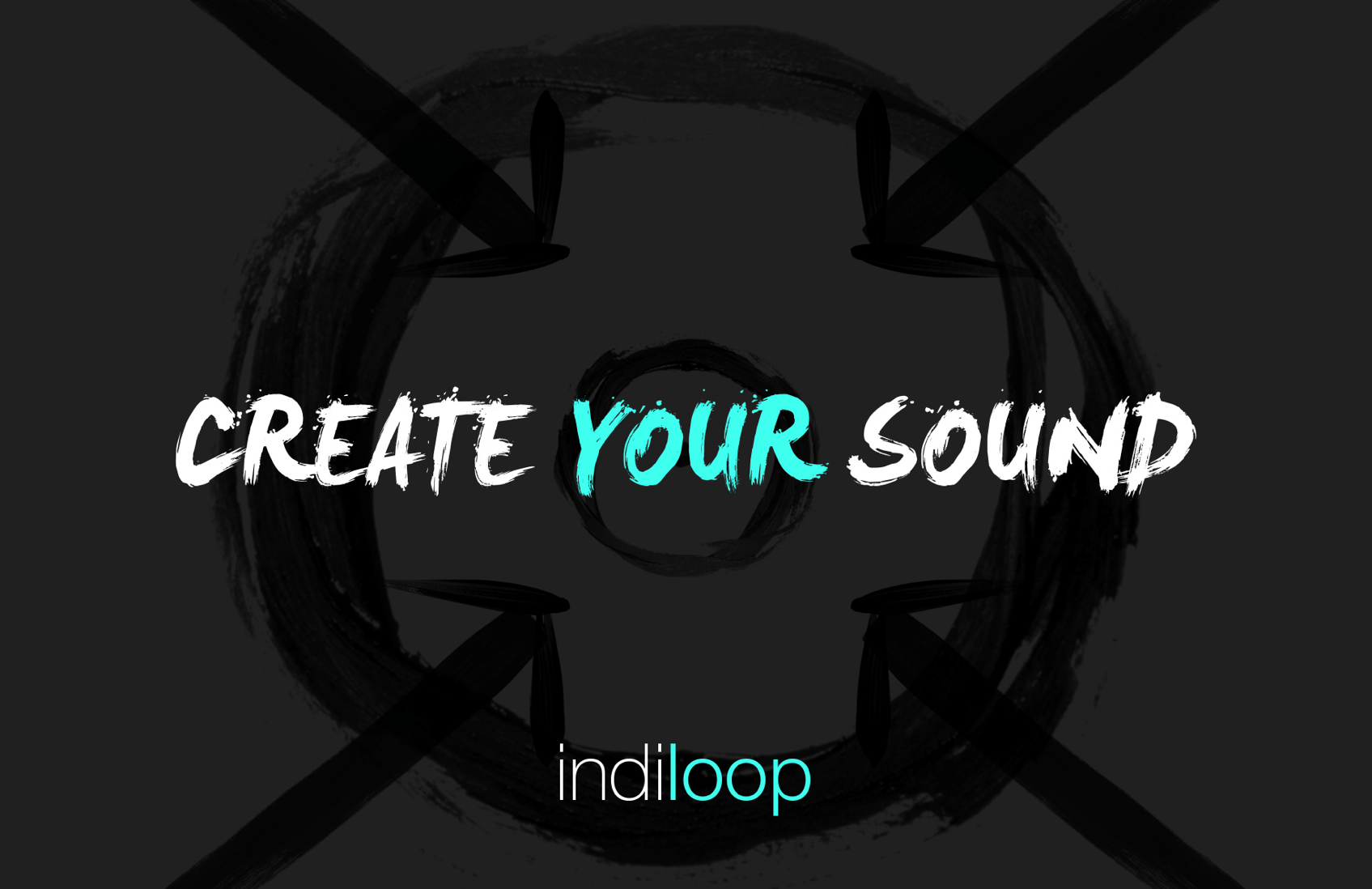 Indiloop Create Your Sound brand exploration with headphones on a dark background